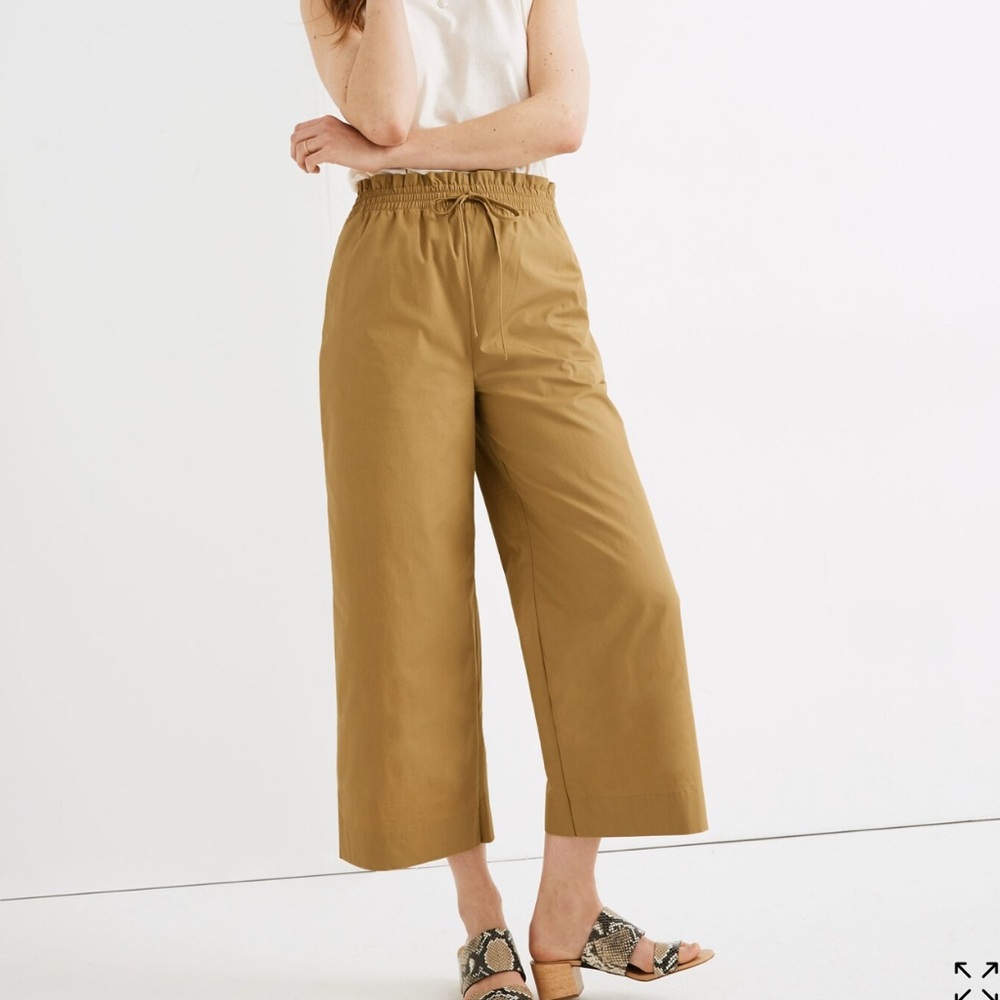 Madewell Poplin Smocked Huston Pull On Crop Pants Culottes Small